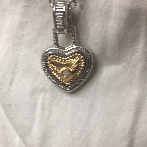 Silver and gold tone with white sapphire heart - Picture 7 of 8